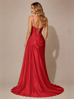 Silk-like Prom Dress with Appliques