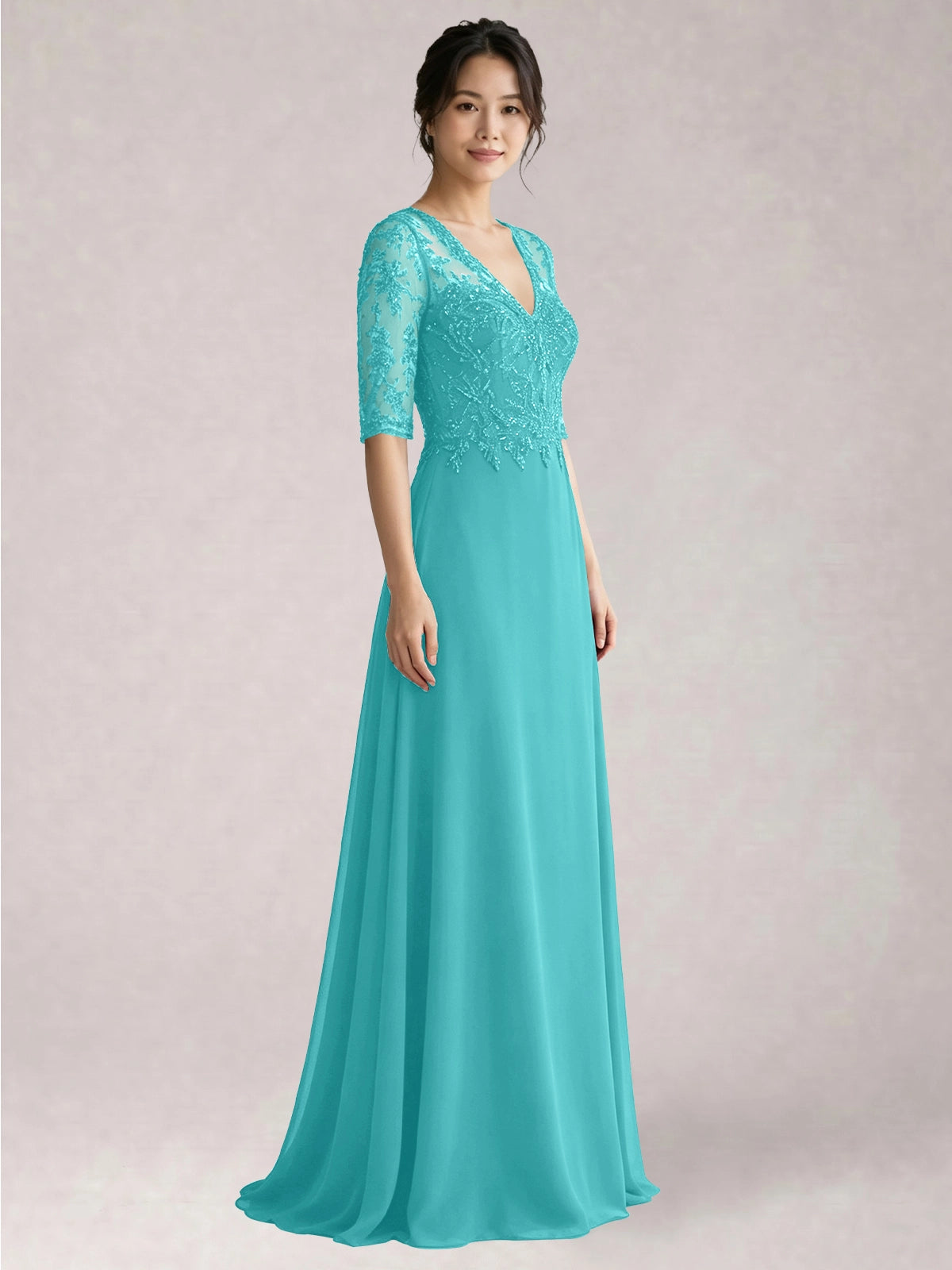 Lace Mother of the Bride Dress with Half Sleeves