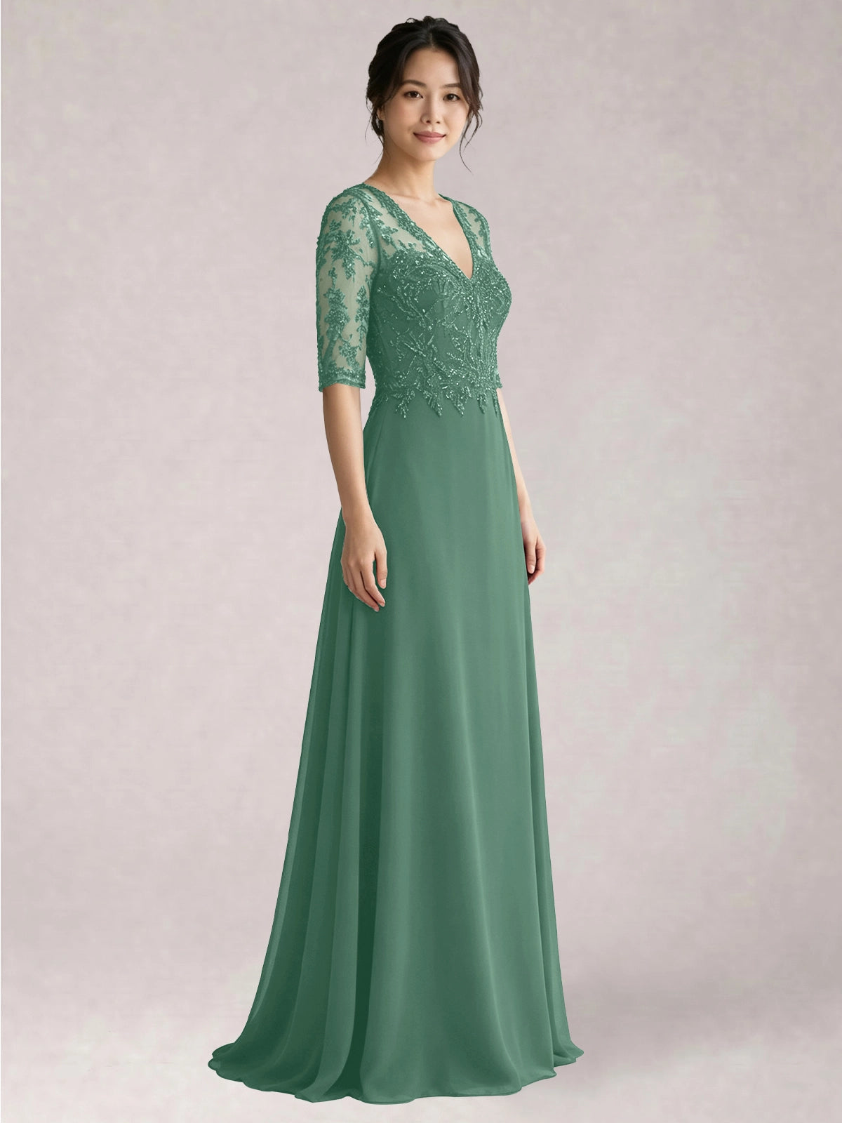 Lace Mother of the Bride Dress with Half Sleeves