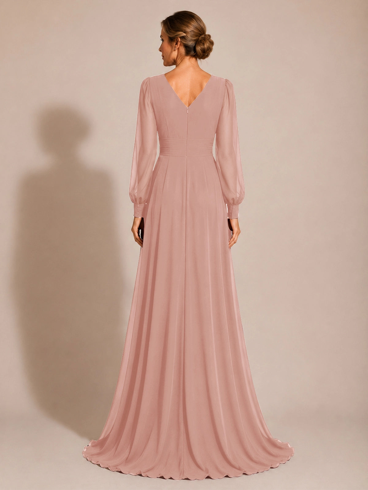 Chiffon Mother of the Bride Dress with Long Sleeves 