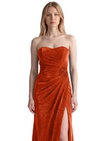 Velvet Prom Dress with Beaded Applique 