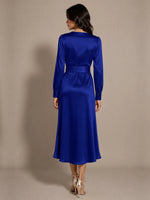 Silk-like Mother of the Bride Dress with Self-Tie Sash 
