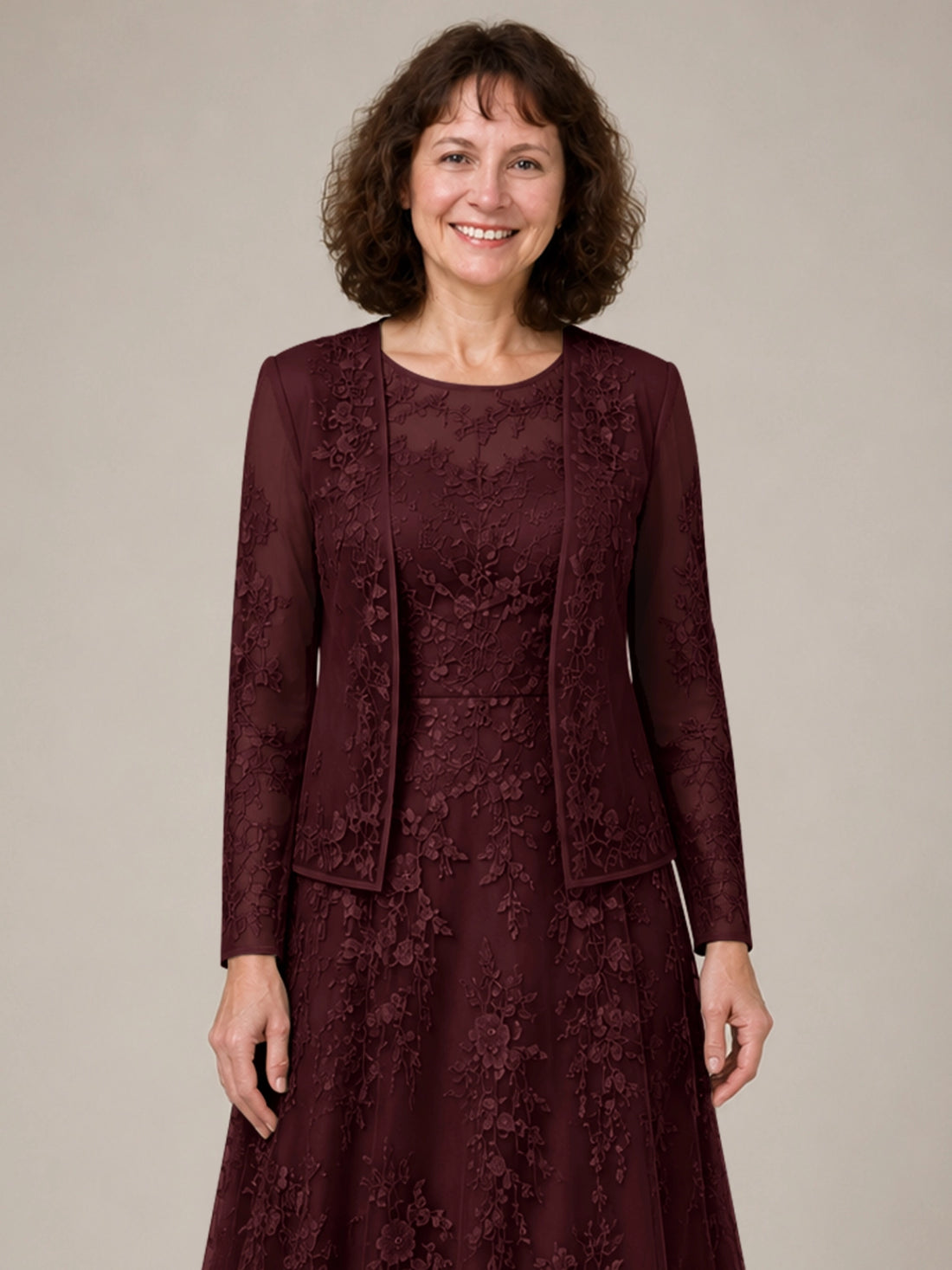 A-line Mother of the Bride Dress with Lace 