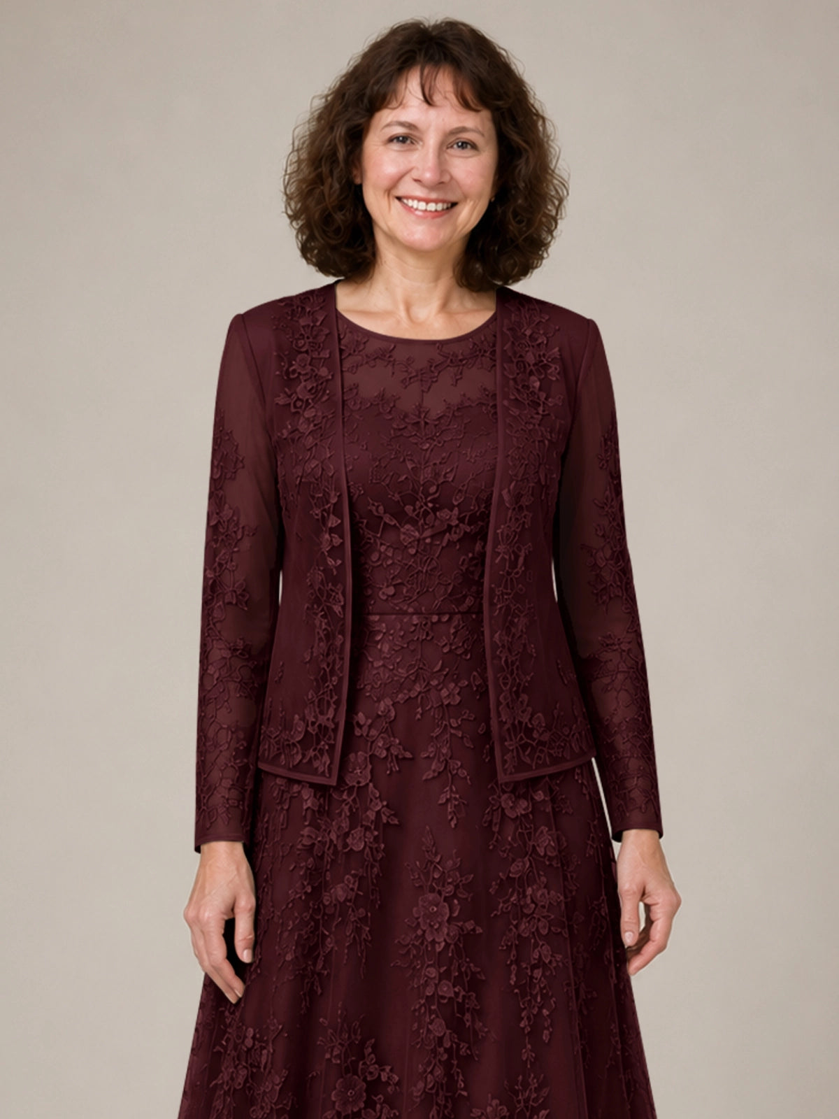A-line Mother of the Bride Dress with Lace 