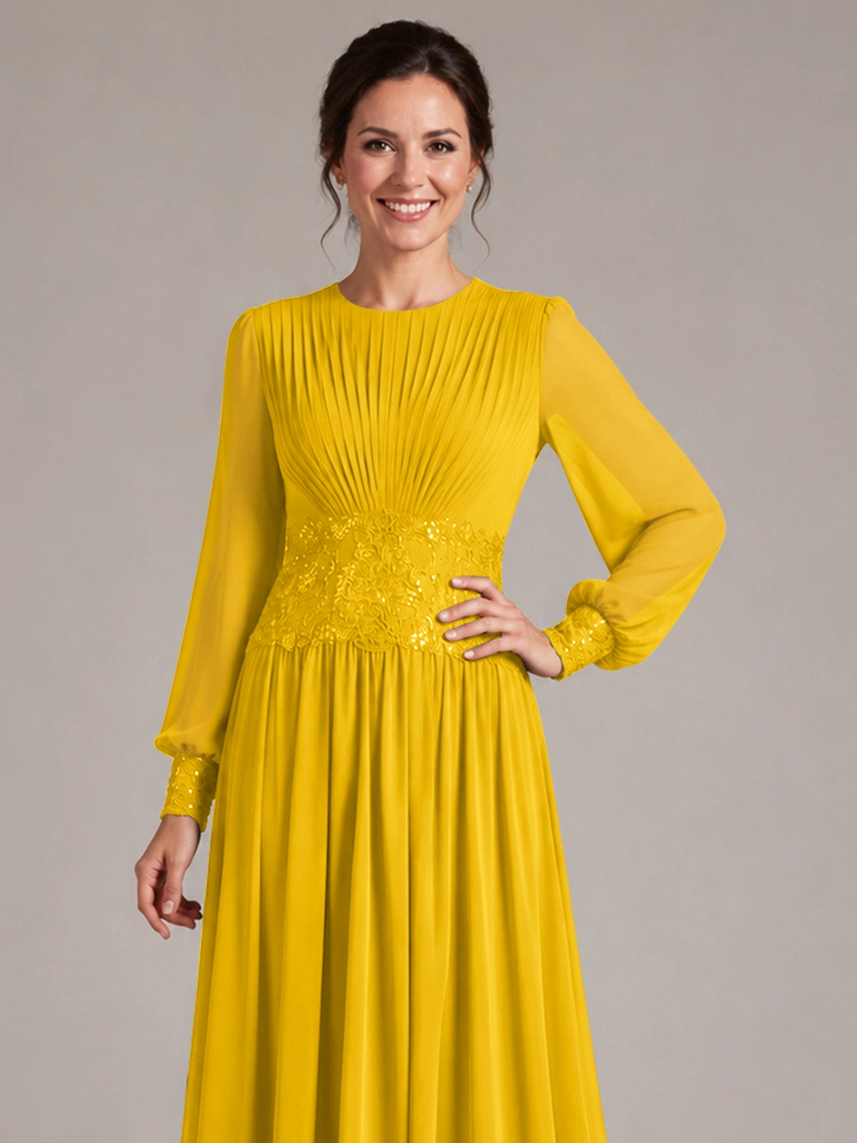 Chiffon Mother of the Bride Dress with Jewel Neckline 
