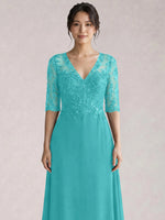 Lace Mother of the Bride Dress with Half Sleeves