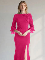 Chiffon Mother of the Bride Dress with 3/4 Sleeves