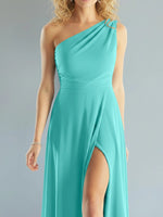 One-Shoulder Bridesmaid Dress with Slit