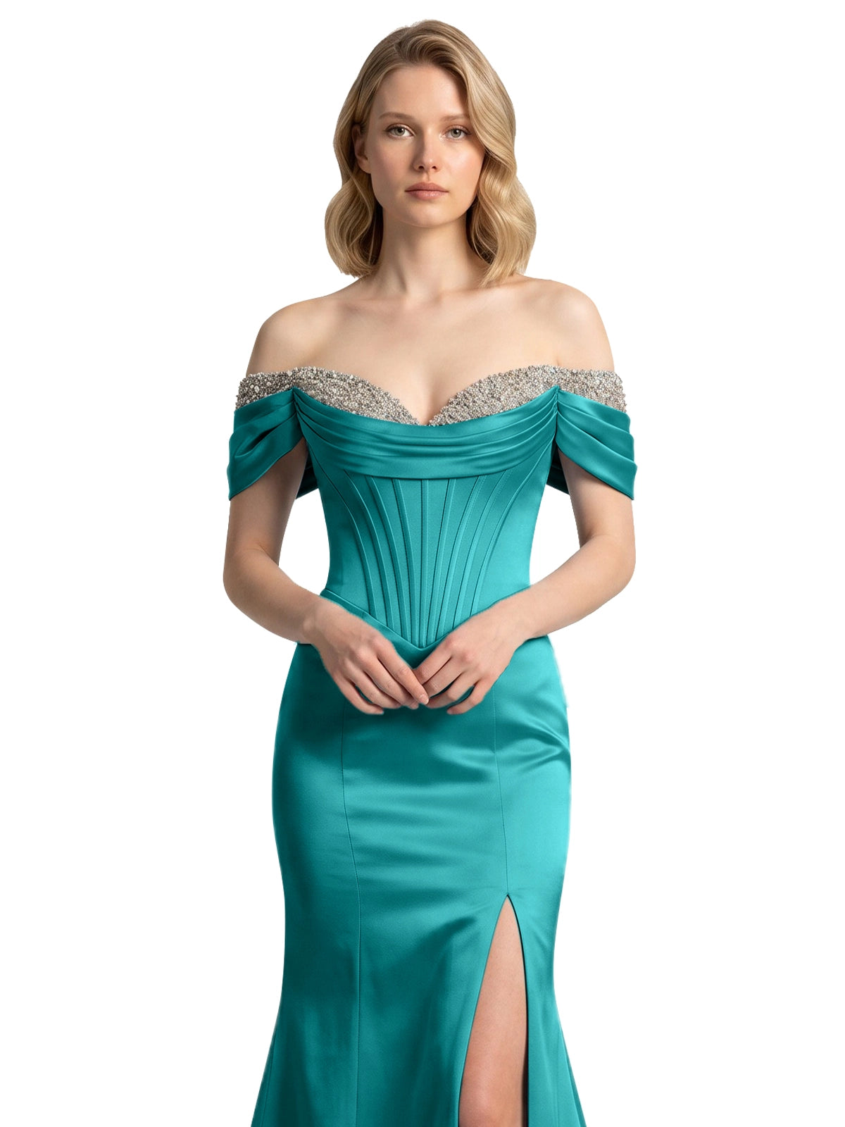 Corset Beaded Trumpet Prom Dress 