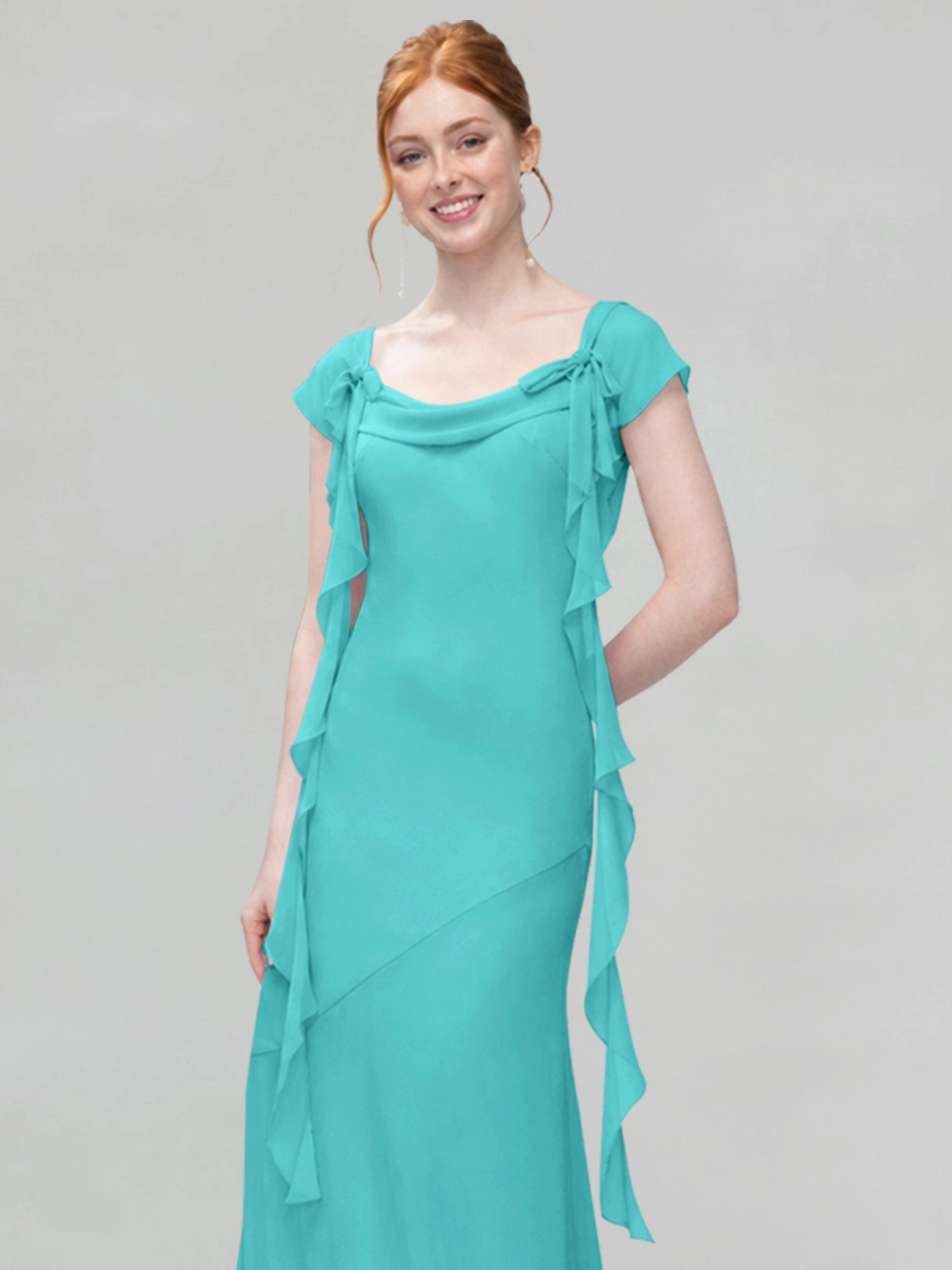 Flowy Ruffle Sheath Bridesmaid Dress 