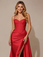 Silk-like Prom Dress with Appliques