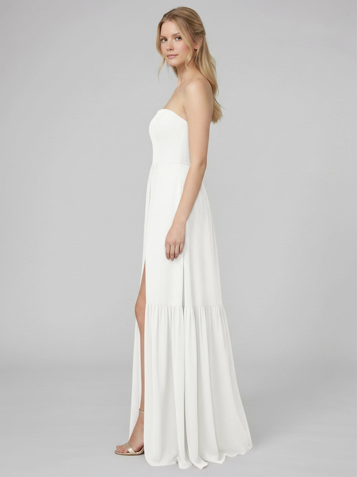 Strapless Bridesmaid Dress with Slit 