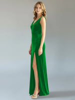 Velvet Bridesmaid Dress with Slit 