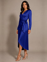 Silk-like Mother of the Bride Dress with Self-Tie Sash 