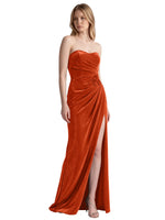 Velvet Prom Dress with Beaded Applique 