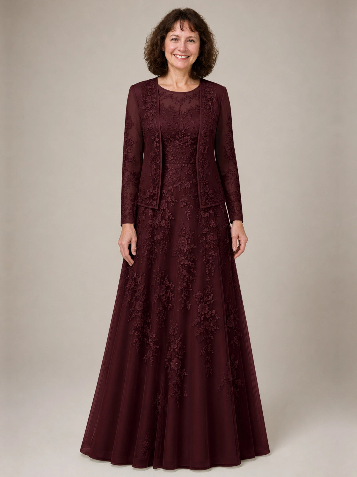 A-line Mother of the Bride Dress with Lace 