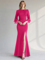 Chiffon Mother of the Bride Dress with 3/4 Sleeves