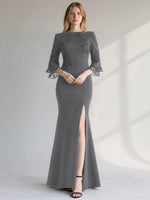 Chiffon Mother of the Bride Dress with 3/4 Sleeves