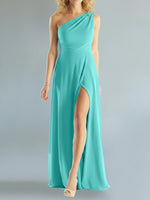 One-Shoulder Bridesmaid Dress with Slit