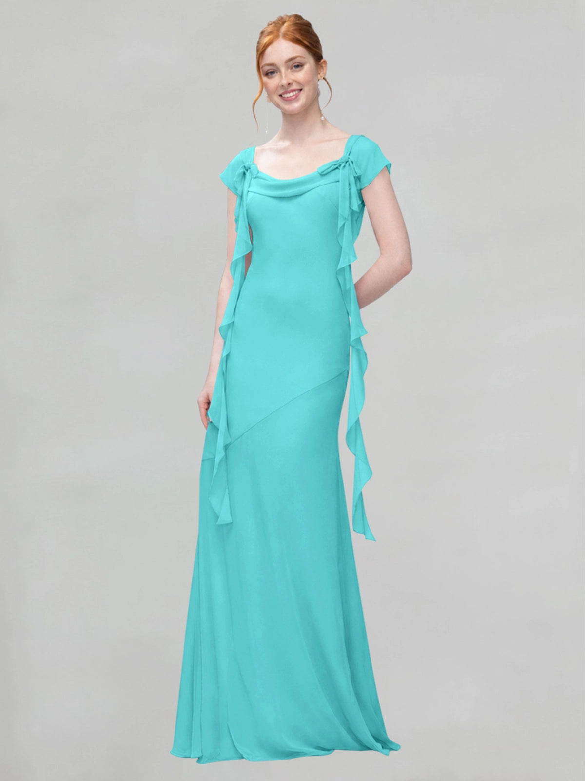 Flowy Ruffle Sheath Bridesmaid Dress 