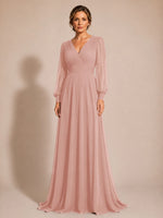 Chiffon Mother of the Bride Dress with Long Sleeves 