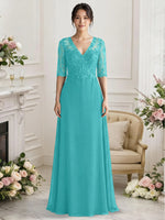 Lace Mother of the Bride Dress with Half Sleeves