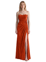 Velvet Prom Dress with Beaded Applique 