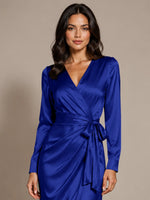 Silk-like Mother of the Bride Dress with Self-Tie Sash 