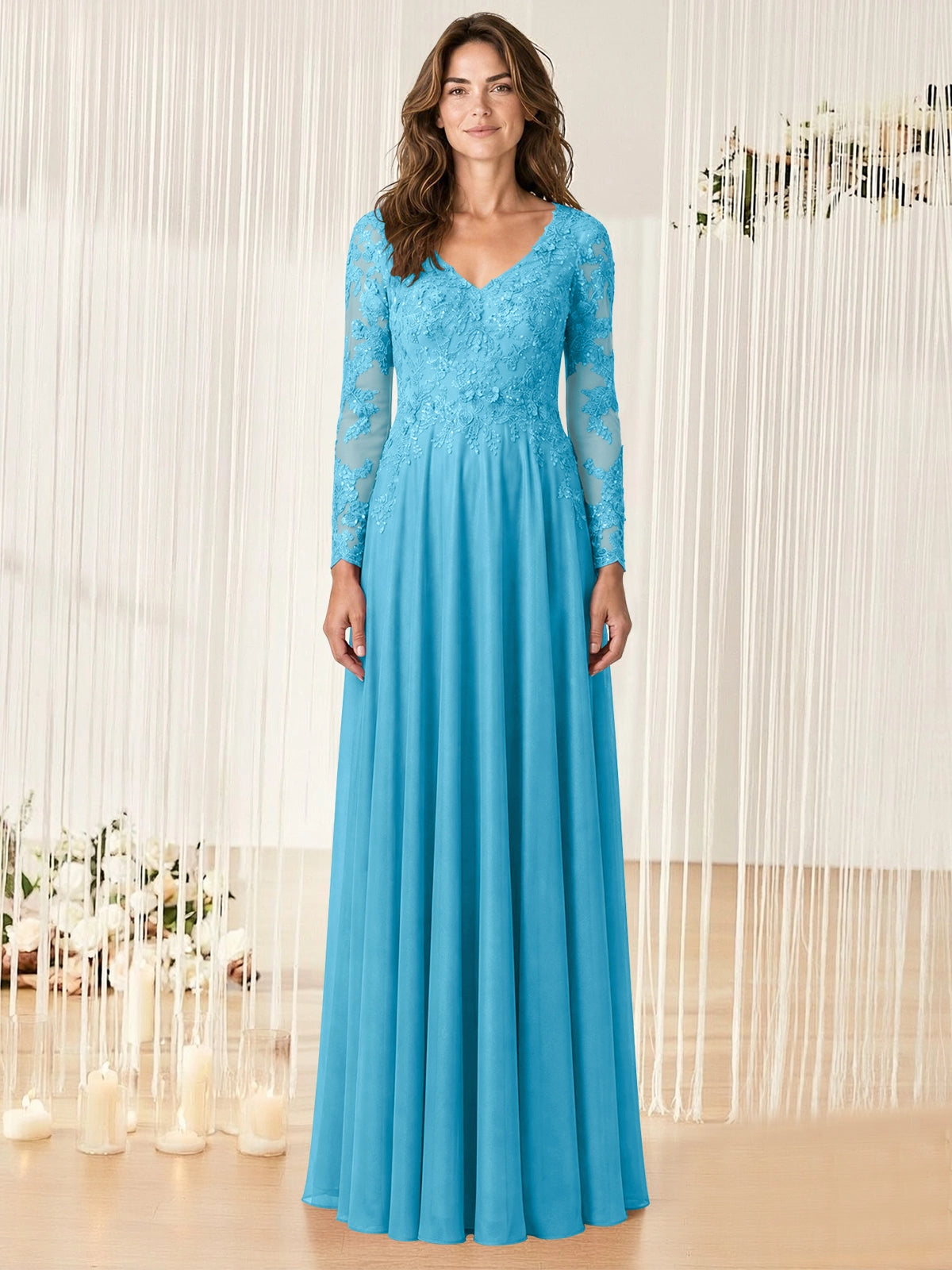 A-line Mother of the Bride Dress with Appliques