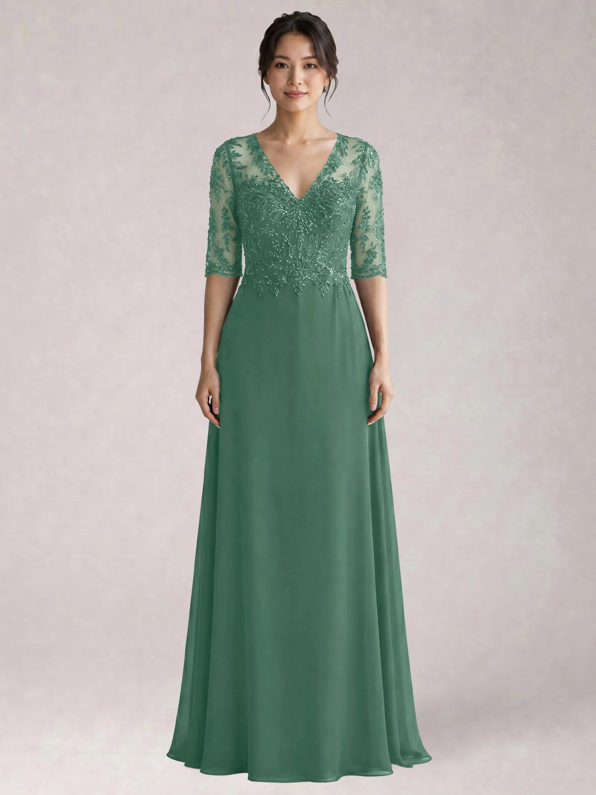 Lace Mother of the Bride Dress with Half Sleeves