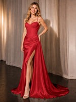Silk-like Prom Dress with Appliques