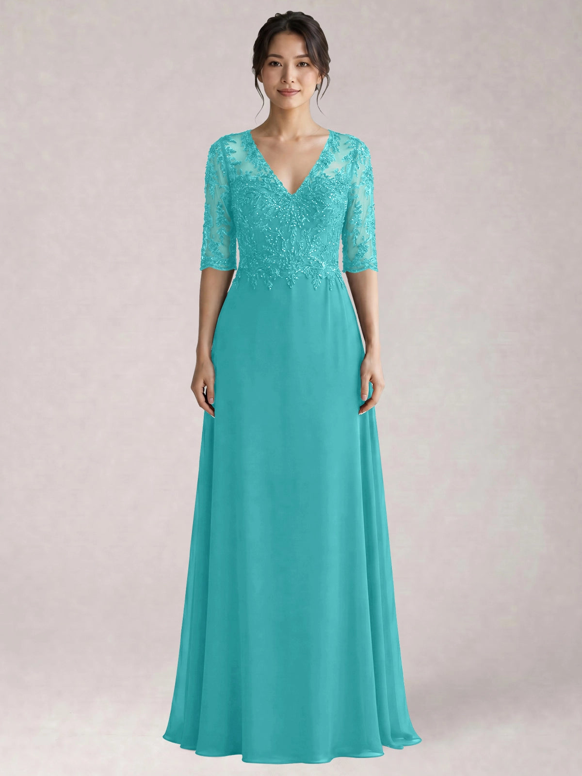 Lace Mother of the Bride Dress with Half Sleeves