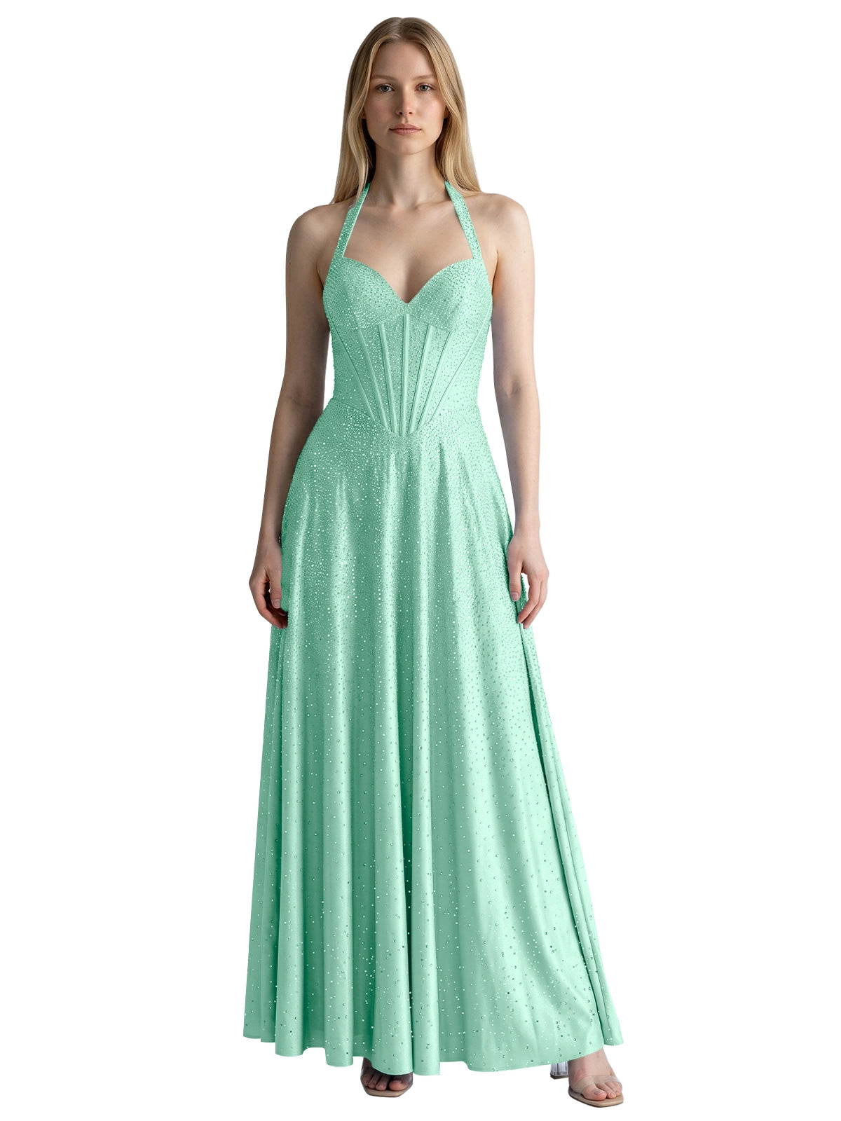 Halter Beaded Prom Dress 