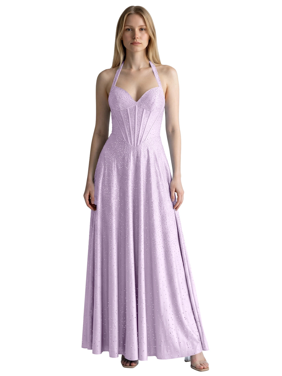 Halter Beaded Prom Dress 
