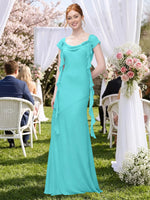 Flowy Ruffle Sheath Bridesmaid Dress 