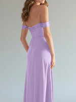 Off-the-Shoulder Slit Bridesmaid Dress 