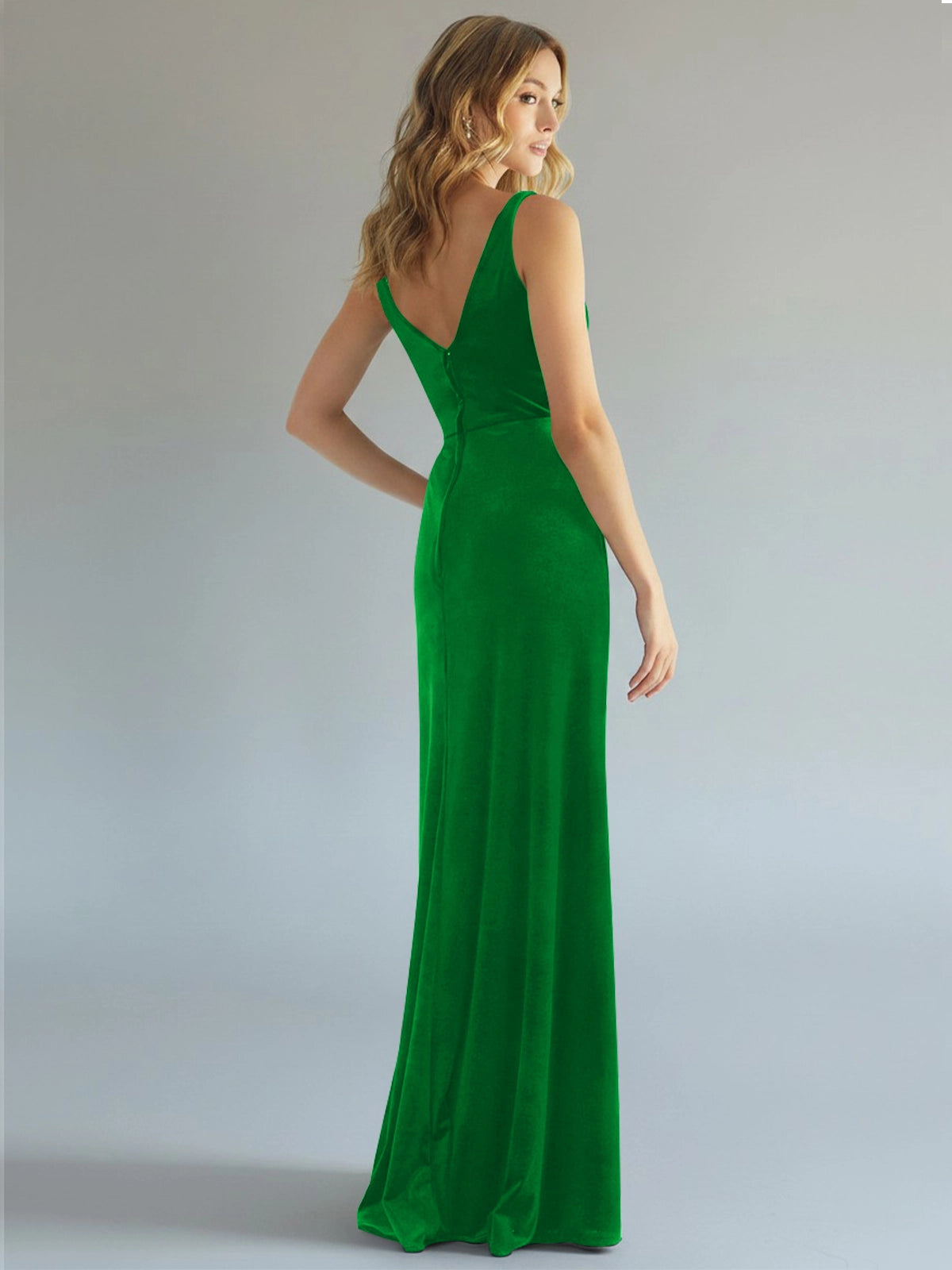Velvet Bridesmaid Dress with Slit 