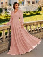 Chiffon Mother of the Bride Dress with Long Sleeves 