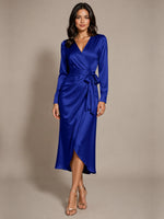 Silk-like Mother of the Bride Dress with Self-Tie Sash 