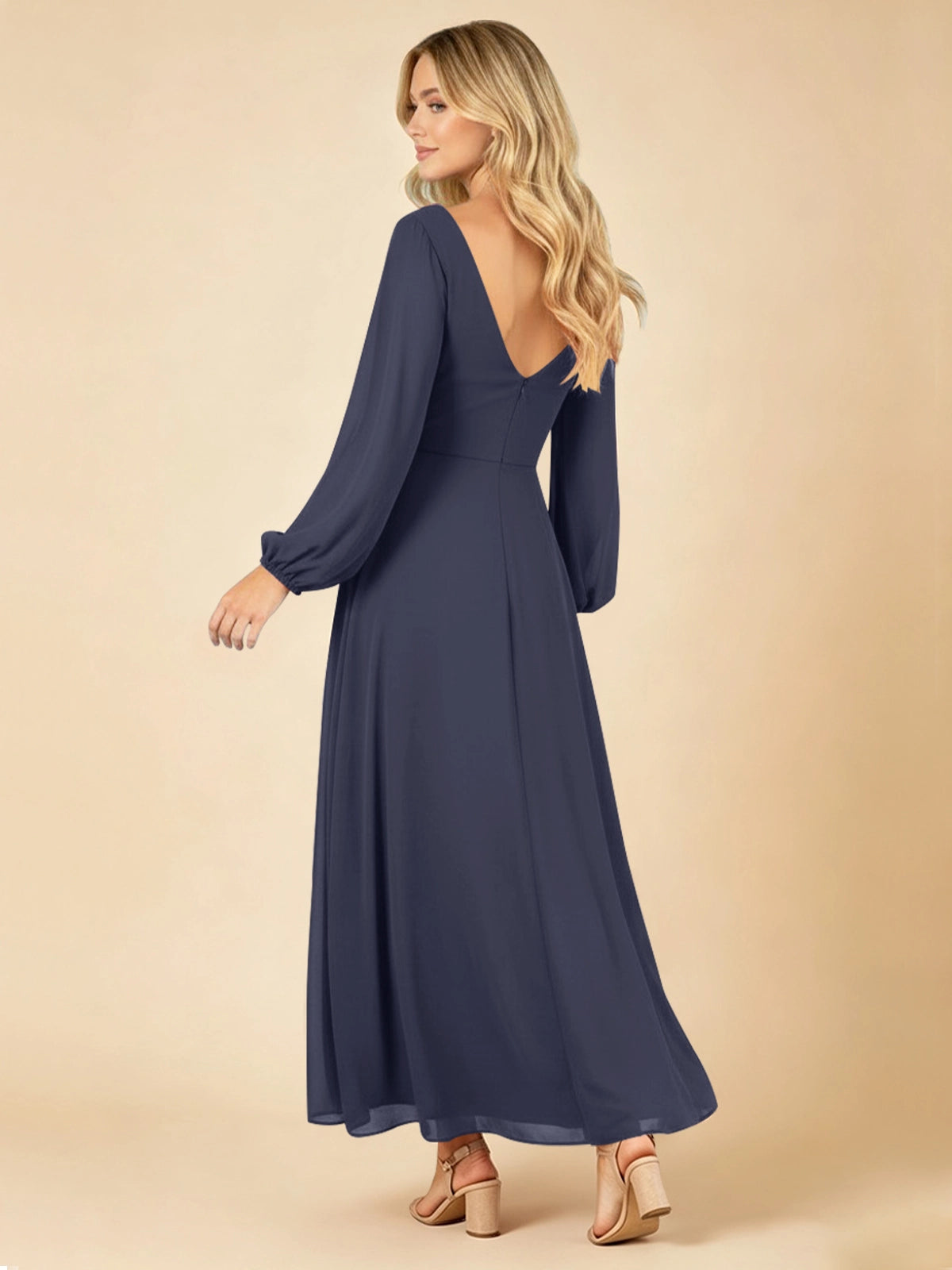A-line Bridesmaid Dress with Long Sleeves 