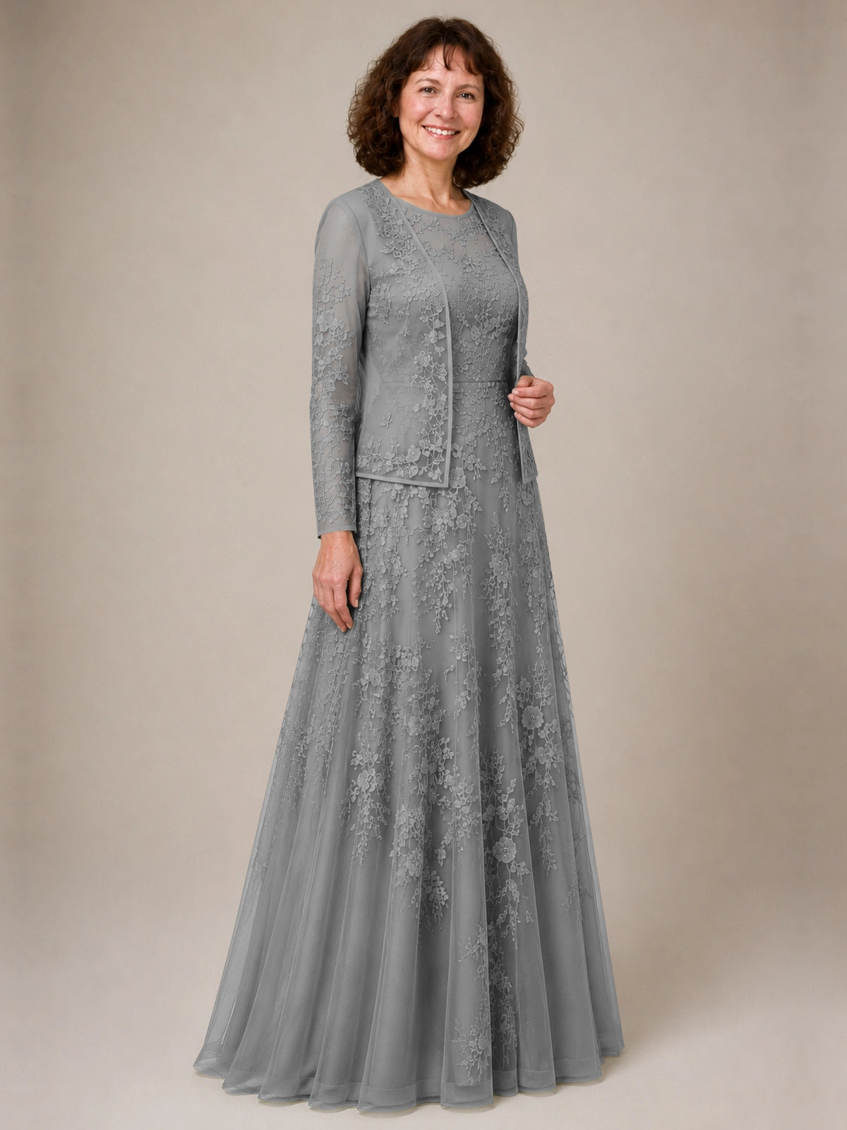 A-line Mother of the Bride Dress with Lace 