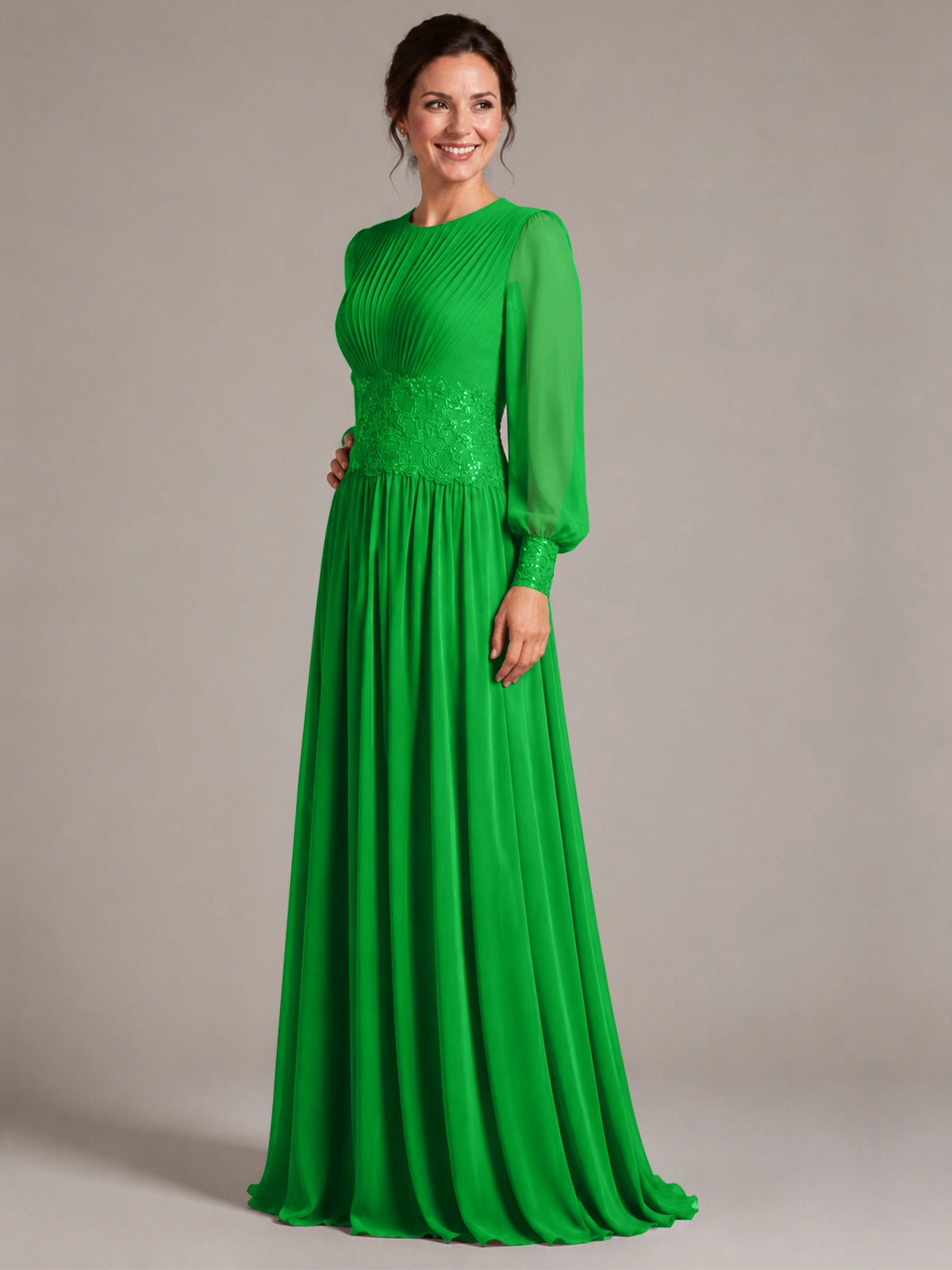 Chiffon Mother of the Bride Dress with Jewel Neckline 