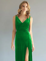 Velvet Bridesmaid Dress with Slit 