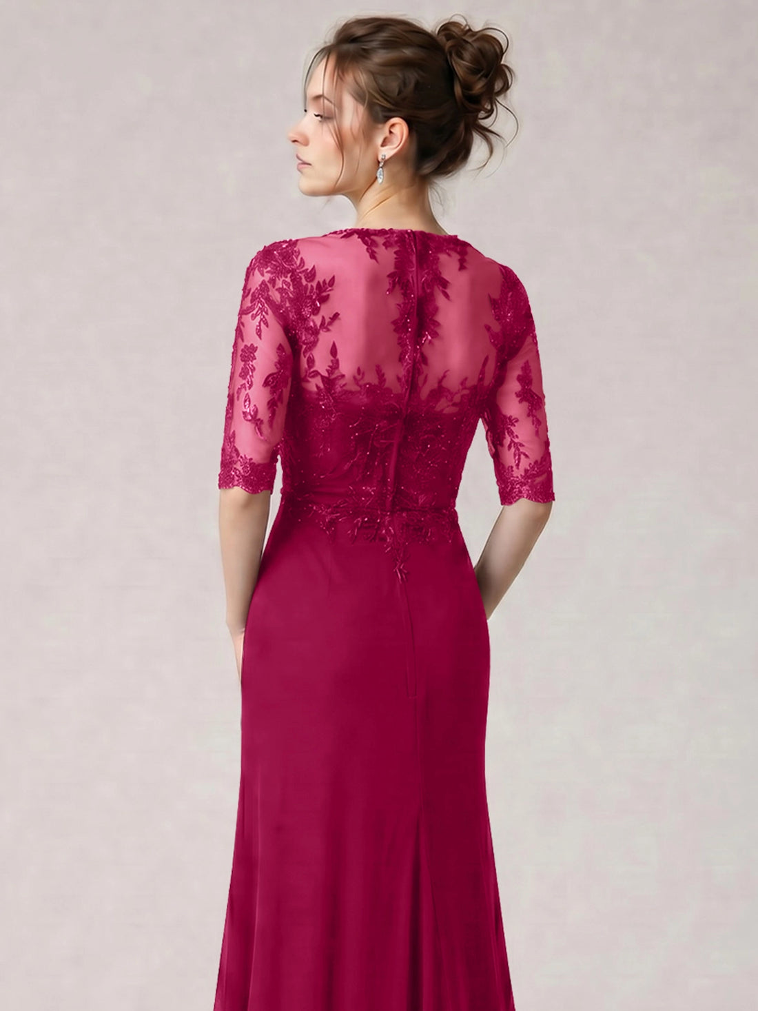 Lace Mother of the Bride Dress with Half Sleeves