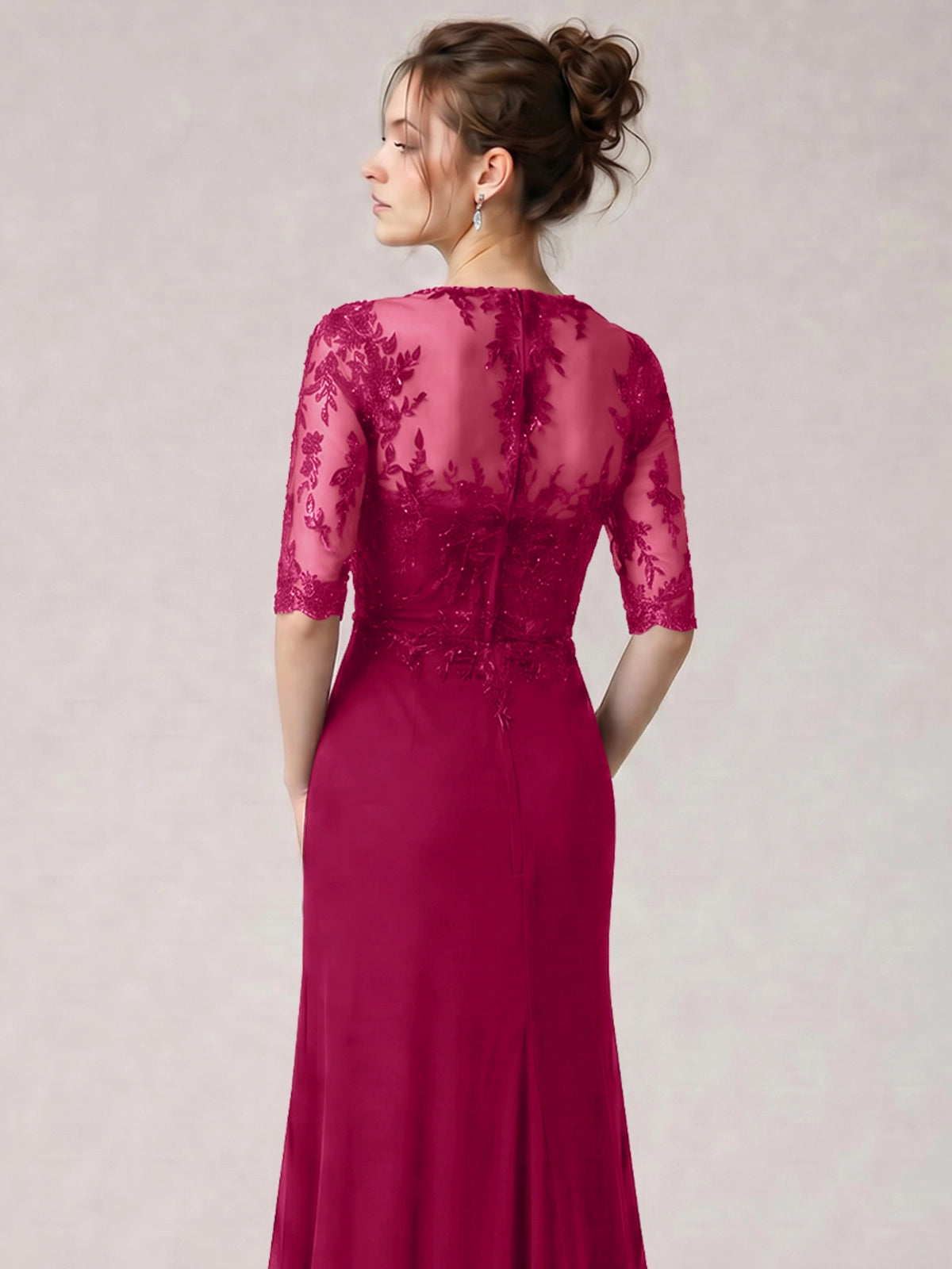 Lace Mother of the Bride Dress with Half Sleeves