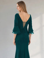Chiffon Mother of the Bride Dress with 3/4 Sleeves