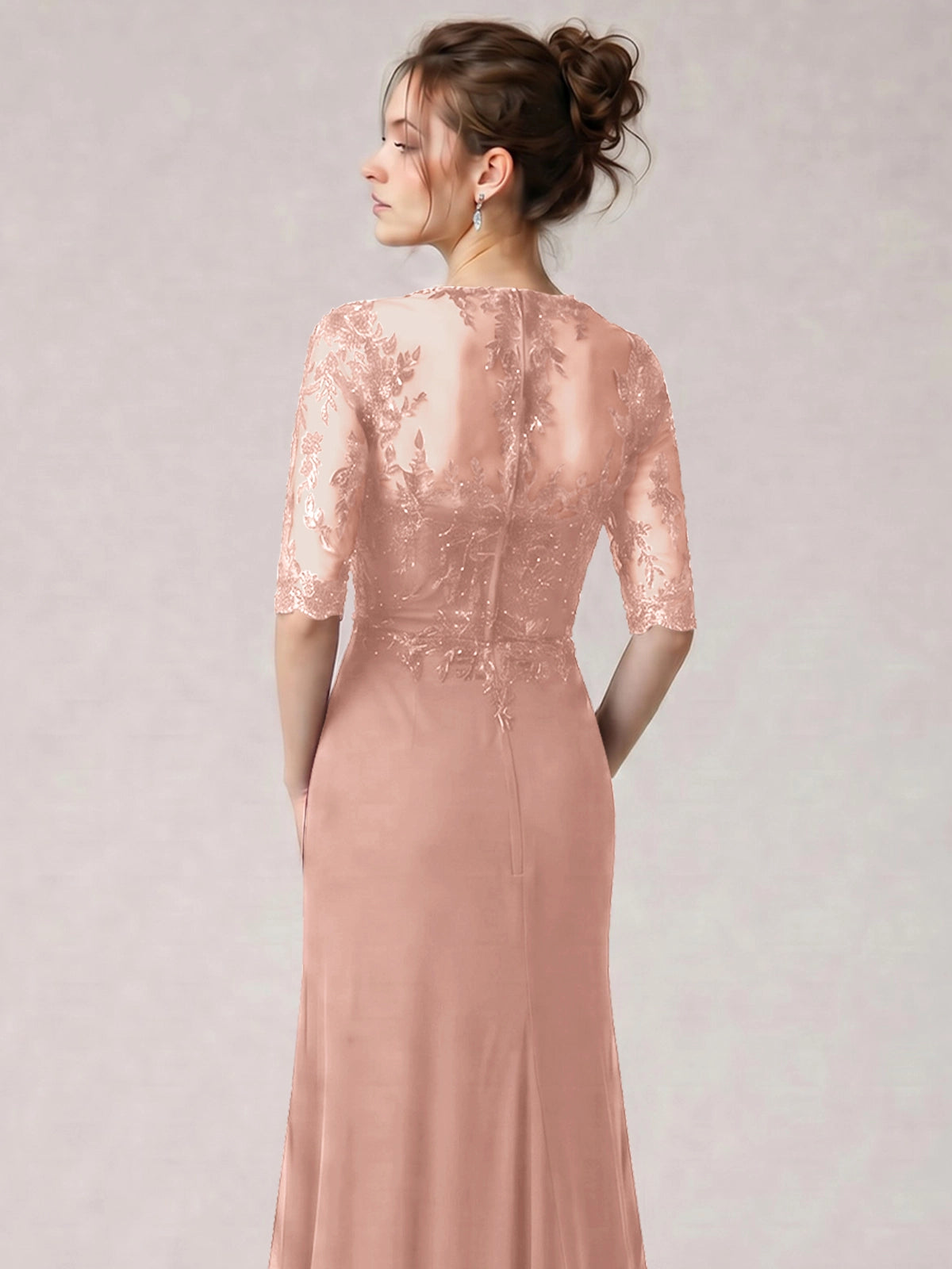 Lace Mother of the Bride Dress with Half Sleeves