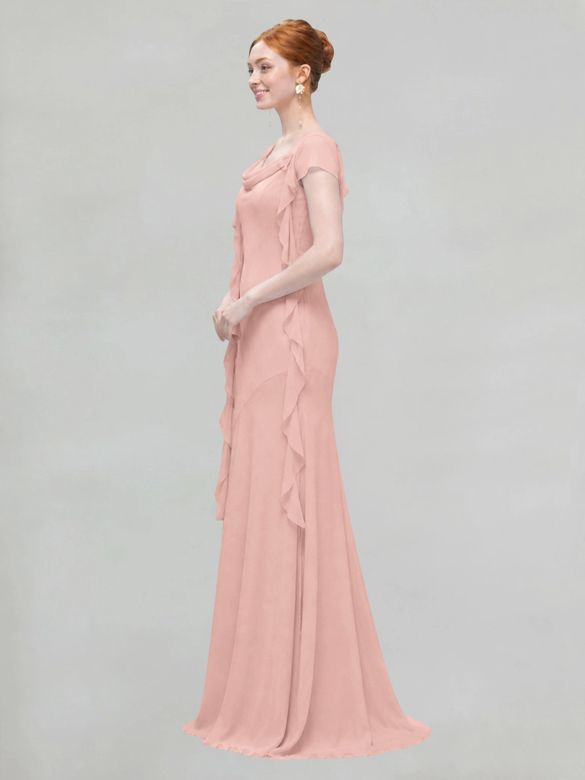 Flowy Ruffle Sheath Bridesmaid Dress 