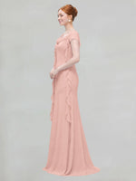 Flowy Ruffle Sheath Bridesmaid Dress 