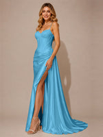 Silk-like Prom Dress with Appliques